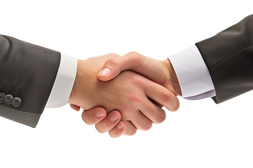Business partnership decision handshake
