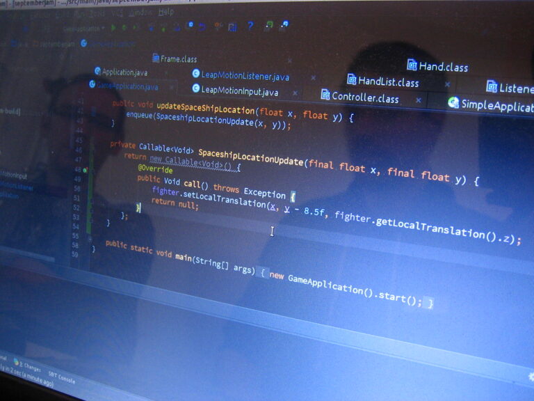 Programmer reviewing app development code